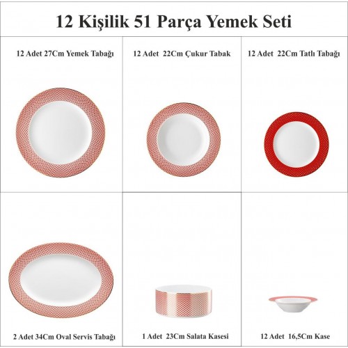 Francis Carreau Rouge 12 Kişilik Yemek Seti