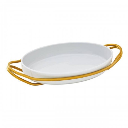 New Living 39*27 Cm Pvd Gold Kulplu Oval Servis Tabağı